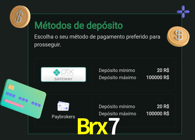 O cassino Brx7 oferece uma grande variedade de métodos de pagamento